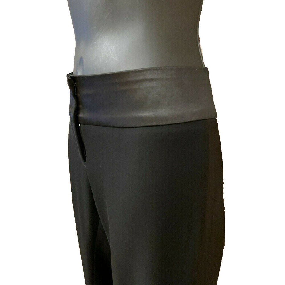 Cache Womens Low Rise Tuxedo Satin Cummberbund Pants Size 2 Black Knit Stretch - Picture 8 of 13